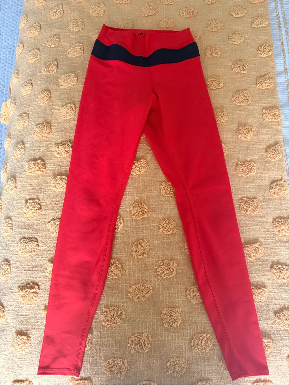 ALO Yoga Red Leggings with Black Waistband